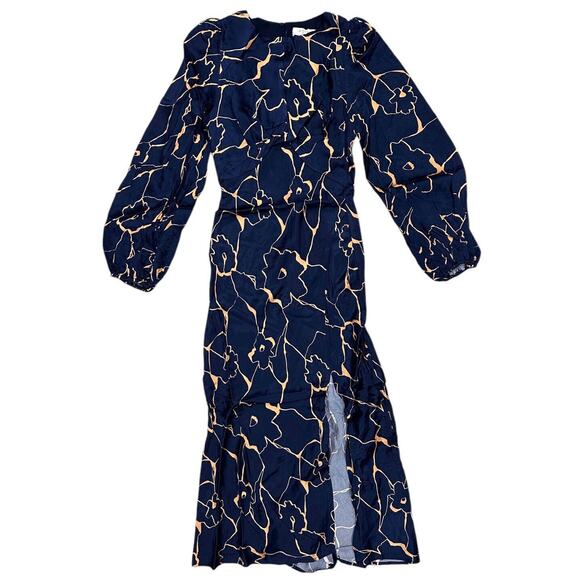 ASTR The Label Women's Suzy Satin Cutout Maxi Long Sleeve Dress in Navy Taupe - Picture 3 of 7